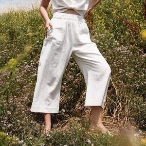 Hackwith Design House Easy Wide-Leg Cotton Gauze Pants | Cream | Sz S